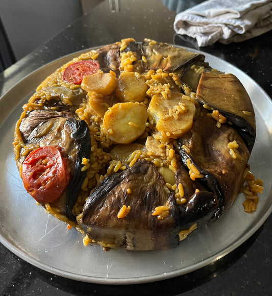 Eggplant Maaloubeh with Meat & Potatoes